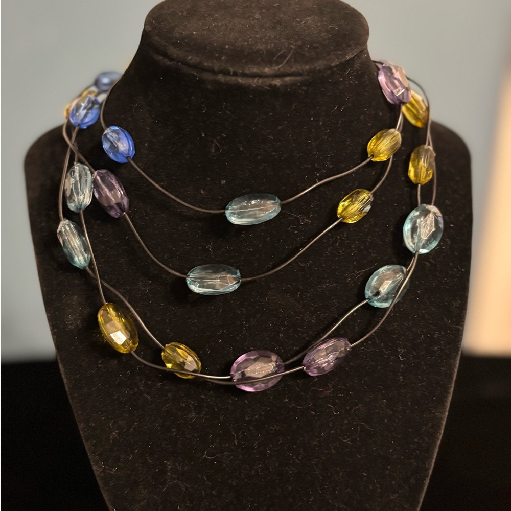 Elegant Multi-Color Beaded Necklace 29”